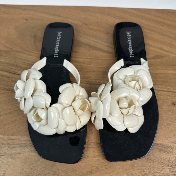 Jeffrey Campbell Shoes - Womens Jeffrey Campbell Floralee Ivory Jelly Thong Flip Flops Sandals Size 8 M